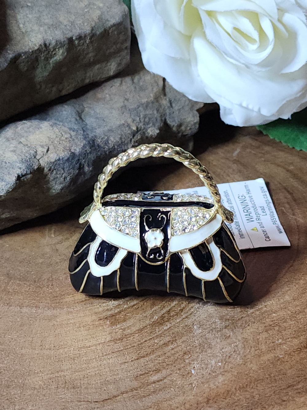 Mini Purse Jewelry Box Trinket Box with Gold Toned Accents